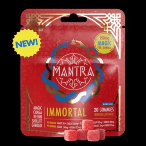 Mantra Gummies Immortal 3g premium cannabis-infused fruit gummies in branded retail packaging